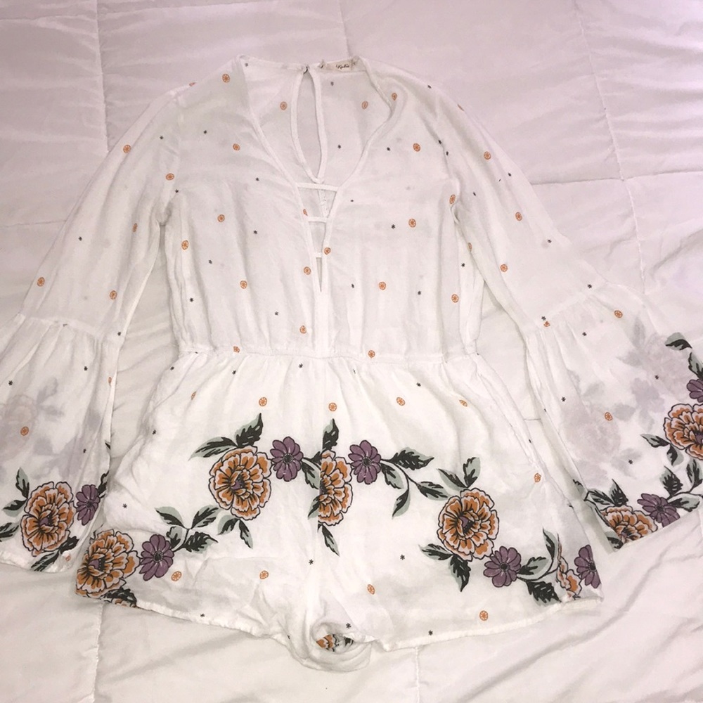 Chloe and Katie Flowy White Floral Romper